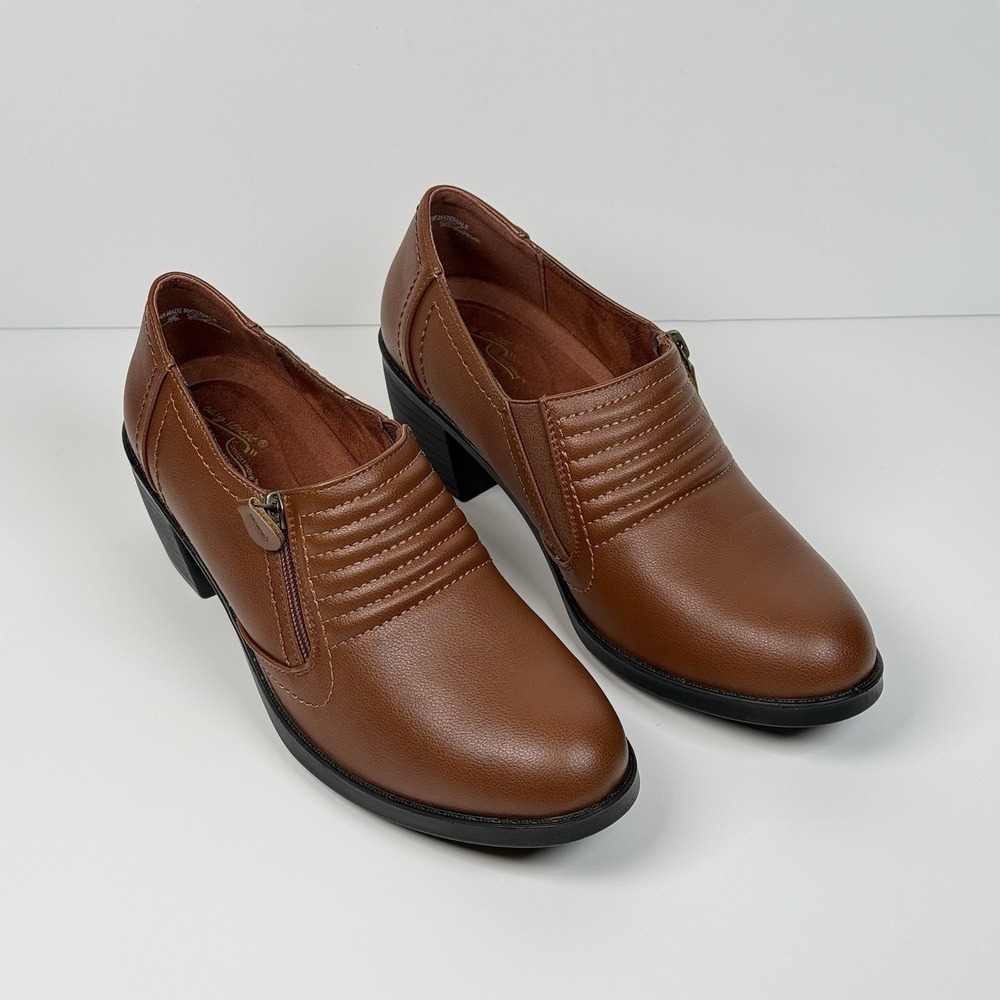 Easy Street Comfort Wave Women 9N Narrow Zipper Block Heel Shooties Grove Brown